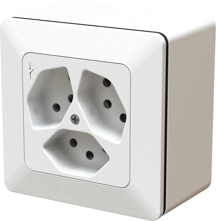 Surface-type wall socket 3x type 13 switched priamos white