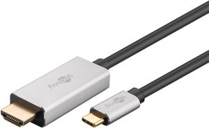 USB-C auf HDMI Adapterkabel 2m schwarz/silber