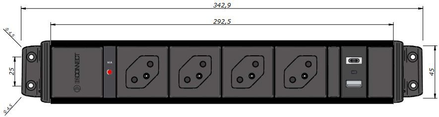 CUBO Steckdoseneinheit schwarz 4x Typ 13 1x USB-A/C
