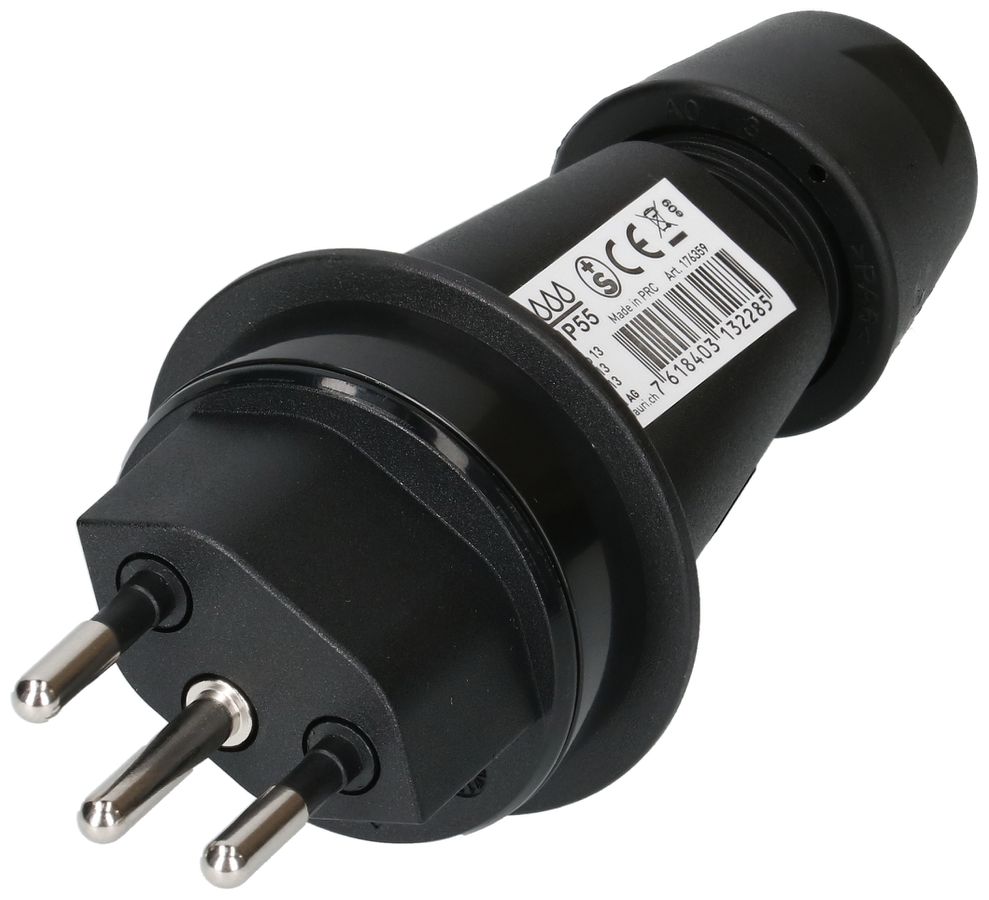 Stecker Typ 13 3-polig schwarz IP55