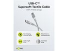 câble USB-C Supersoft textile fiches métallique 3m blanc