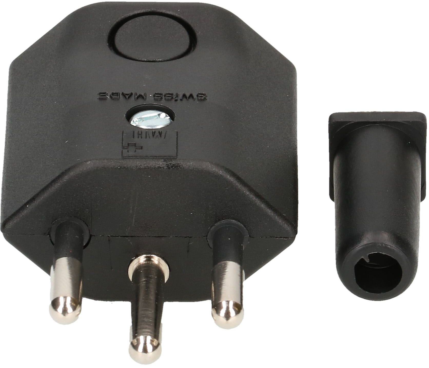 Stecker Typ 12 gewinkelt 3-polig schwarz
