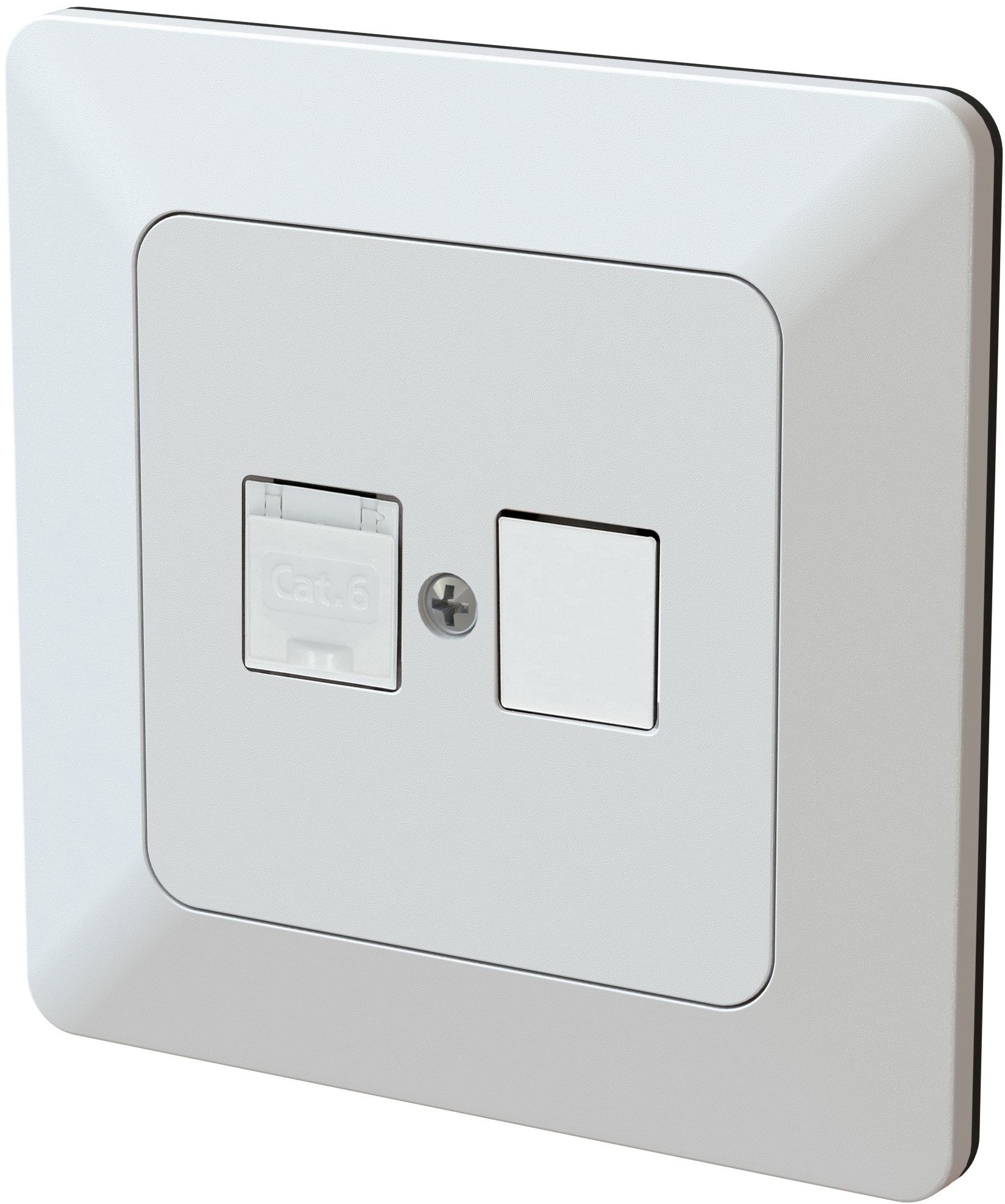 Netzwerkdose 1x RJ45 Kat.6 ungeschirmt / 1x blind UP priamos ws