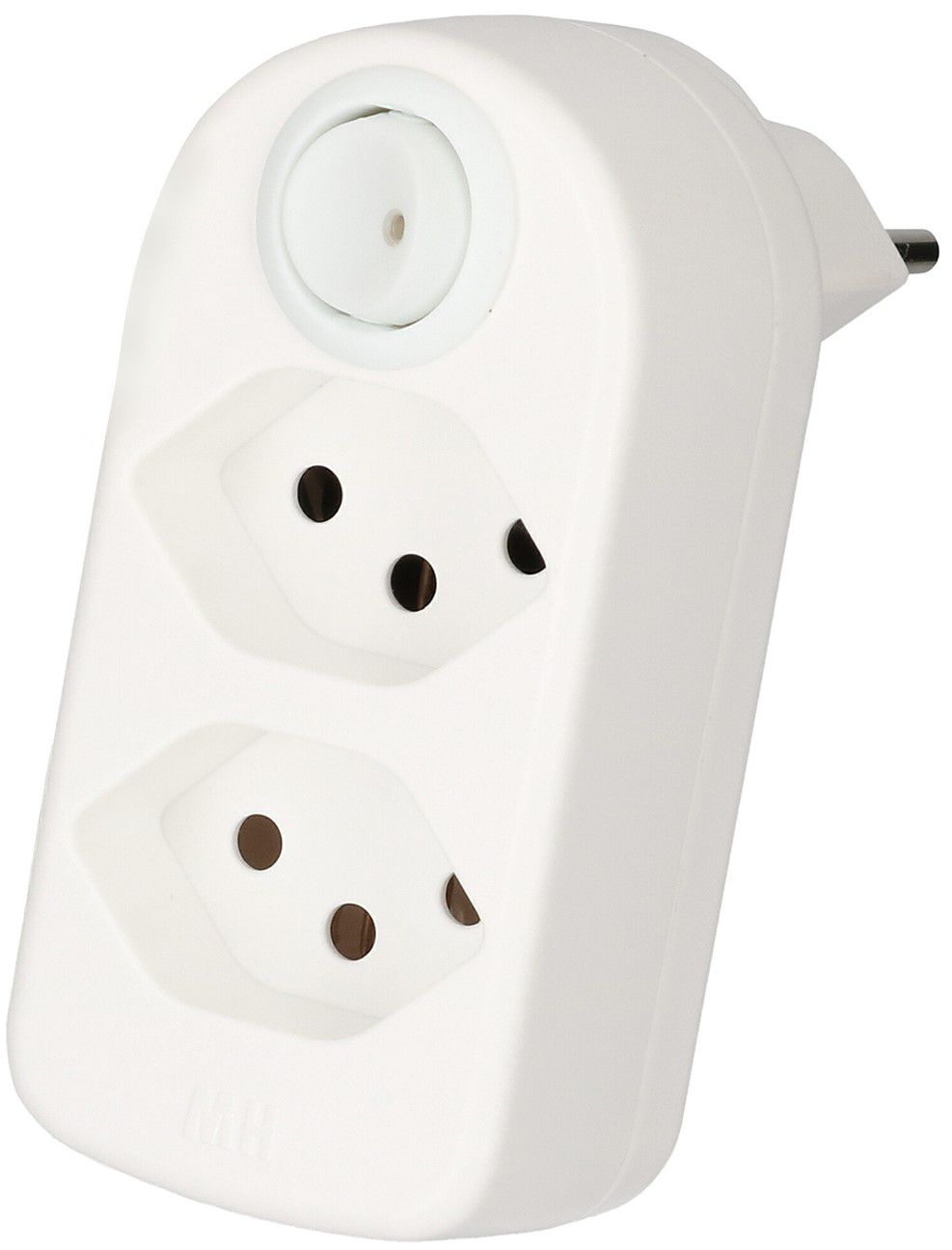 Abzweigstecker ADAPT 2x Typ 13 weiss drehbar Schalter Green+Fair