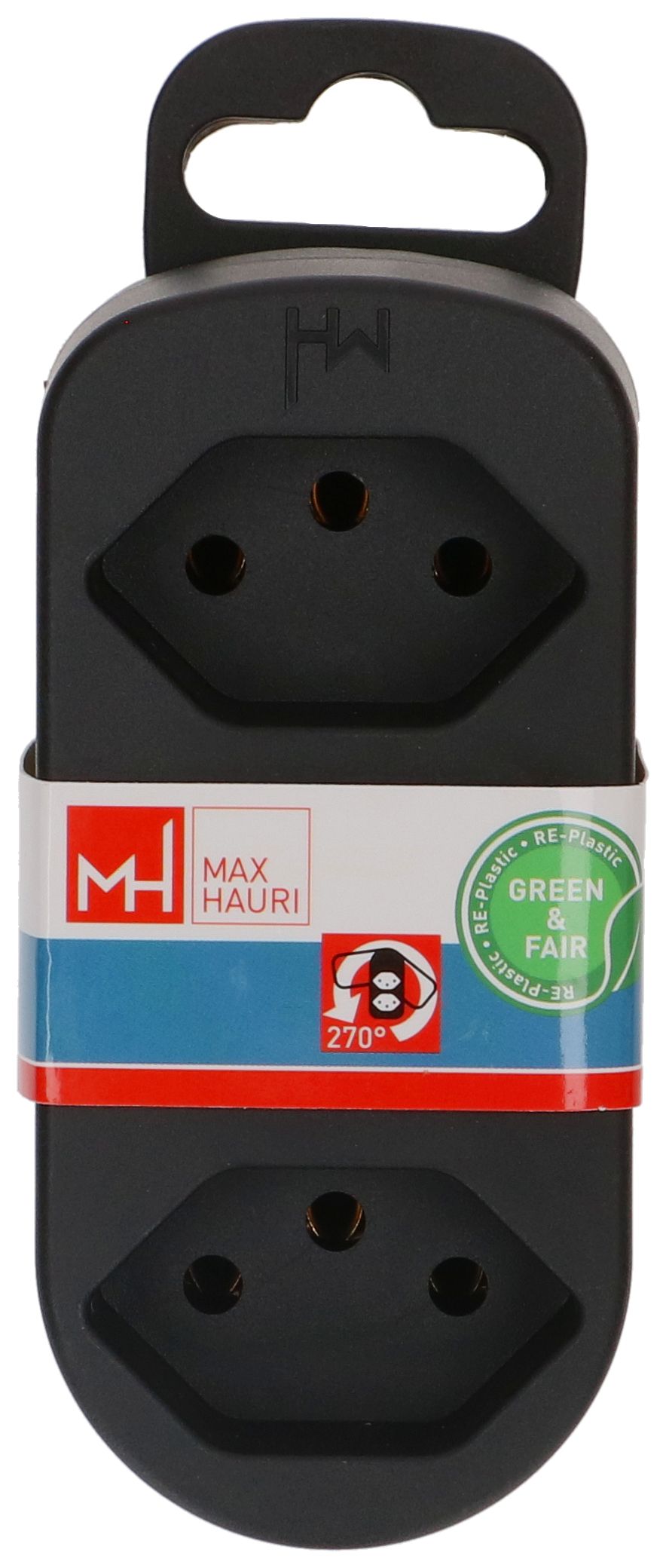 multi adaptateur ADAPT 3x type 13 noir rotatif Green+Fair