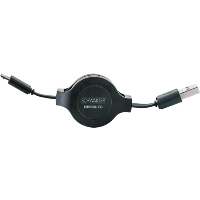 USB-Kabel 0.9m schwarz ausziehbar