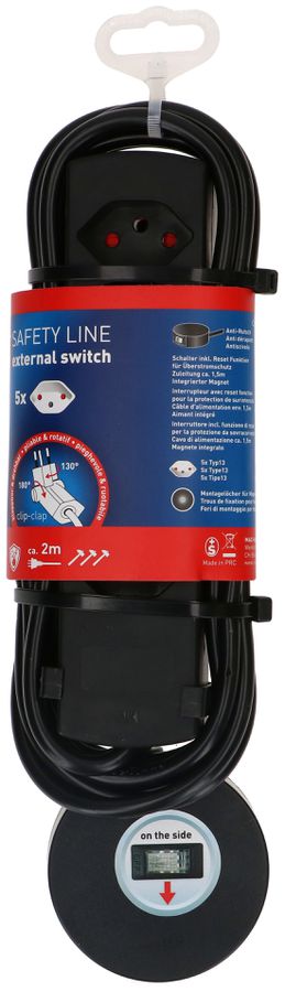 multiprise Safety Line 5x type 13 BS nr interr. ext. aimant 2m
