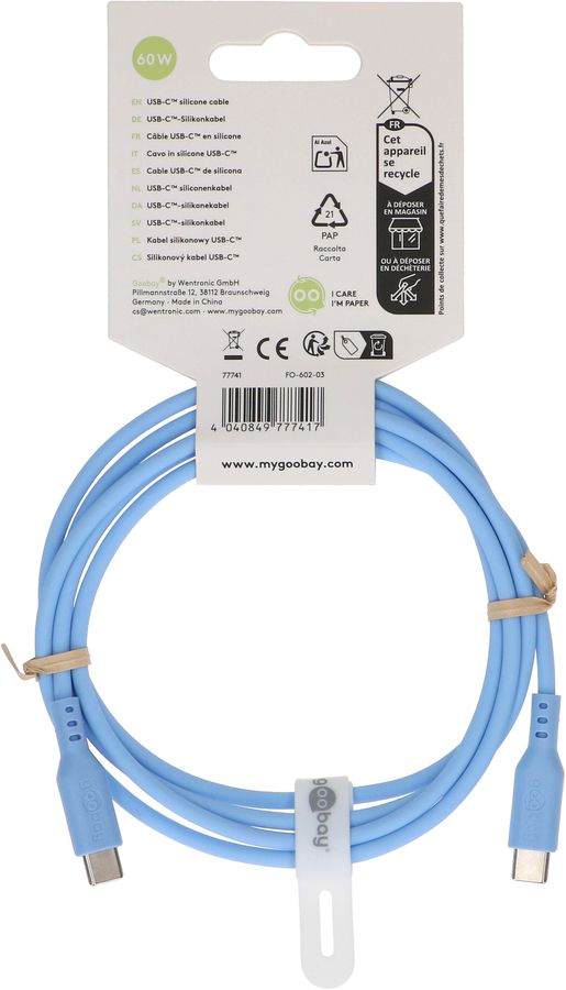 cavo di ricarica USB-C silicone 1.5m blu