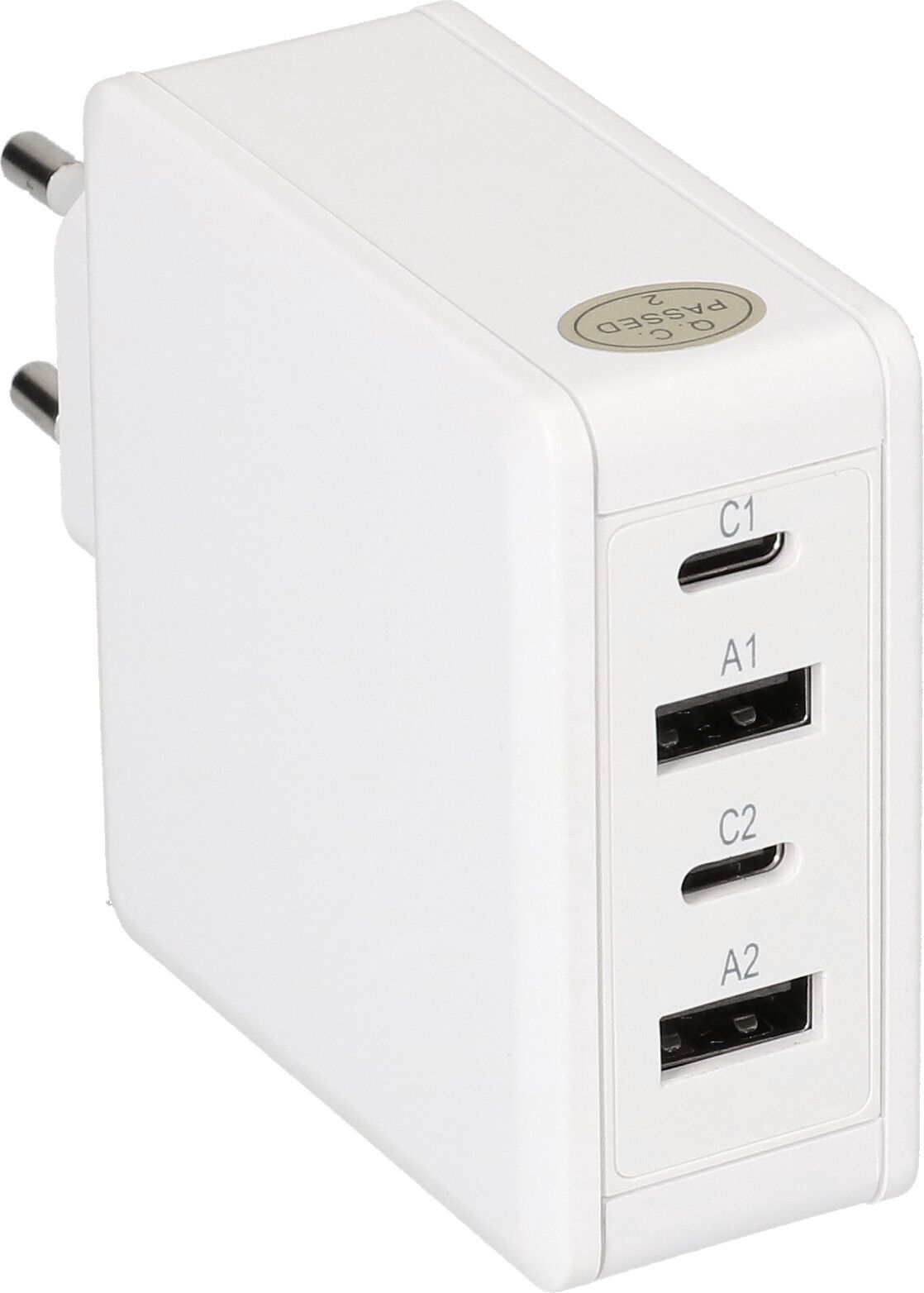 adattatore di ricarica rapida USB 2x USB-C PD 2x USB-A 65W bianco