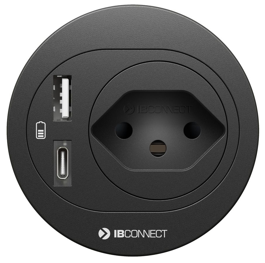 ATOM presa multipla nero 1x tipo 13 1x USB-A 1x USB-C