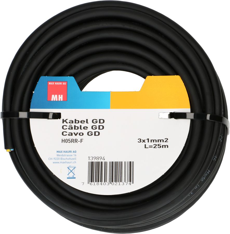 câble GD H05RR-F3G1.0 25m noir