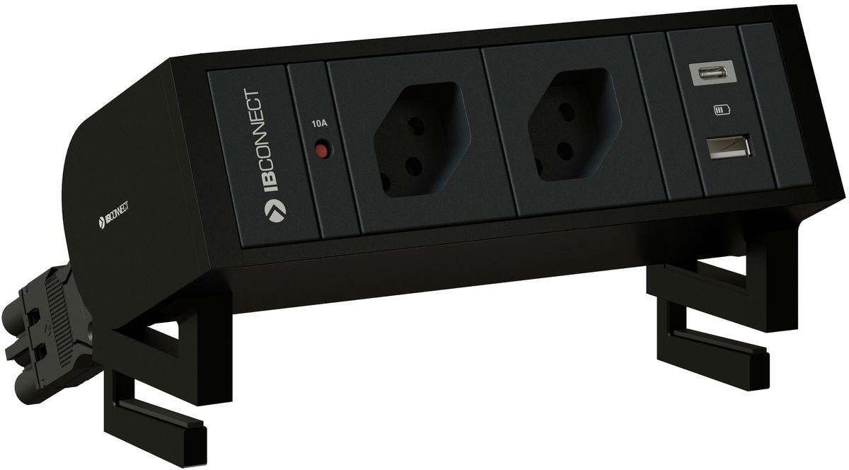 SUPRA presa multipla nero 2x tipo 13 1x USB-A/C +set di fissaggio