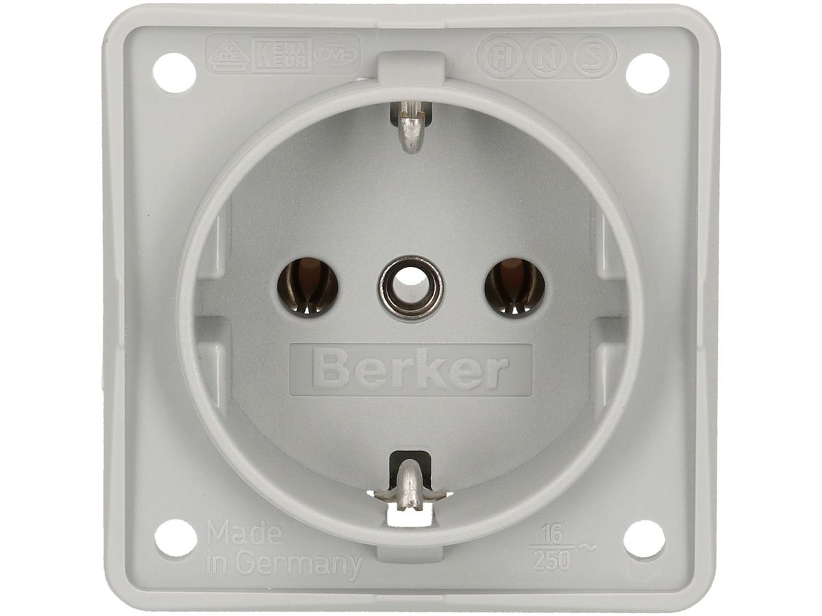 Steckdose 1x Schuko Apparat mit Frontplatte Berker Integro grau