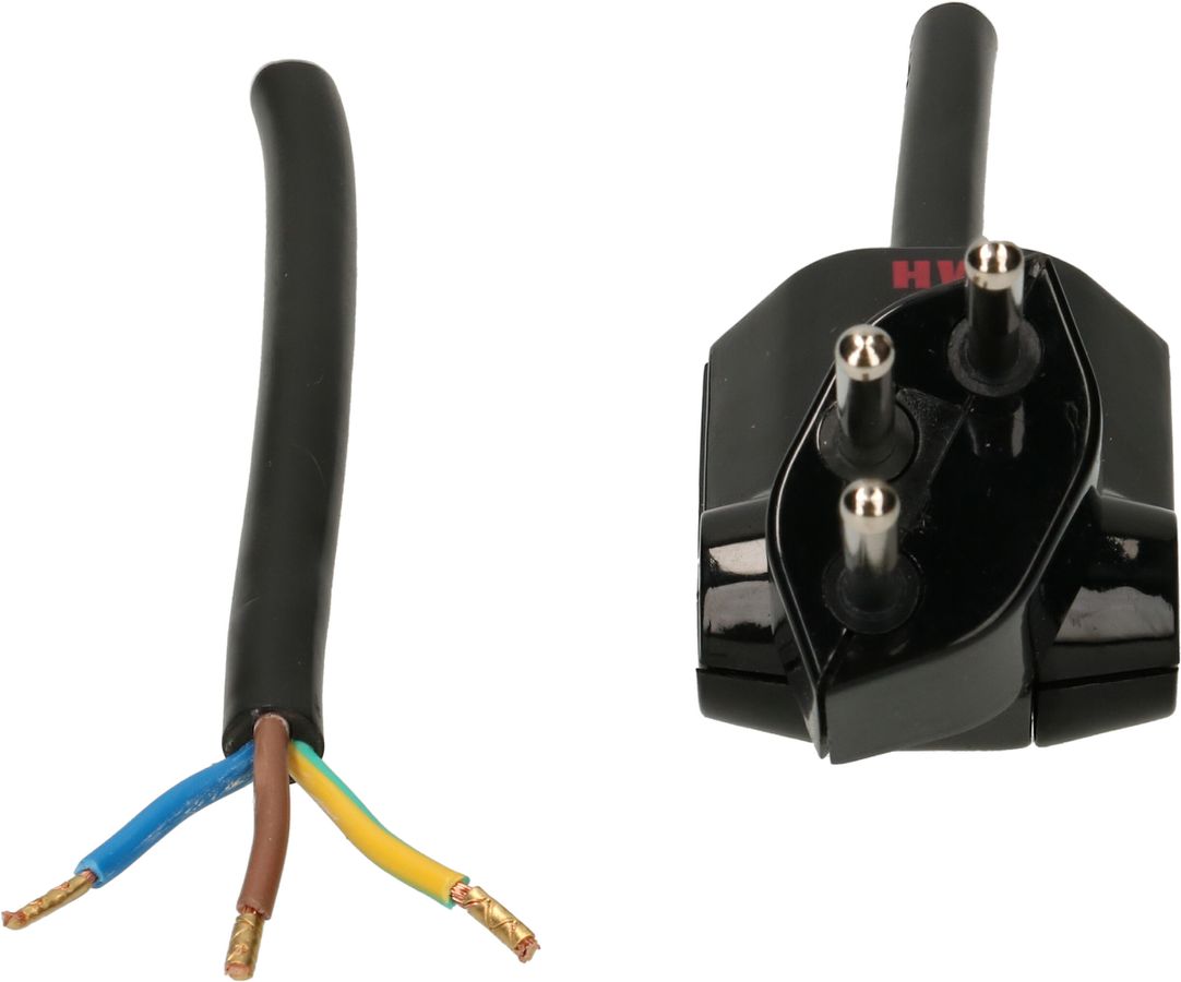 TD câble secteur H05VV-F3G1.0 5m noir clip-clap type 12