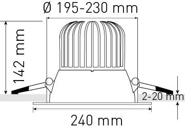 LED-Downlight ATMO 200 DALI2 1-10V bi 3000+4000K 2305lm 60°