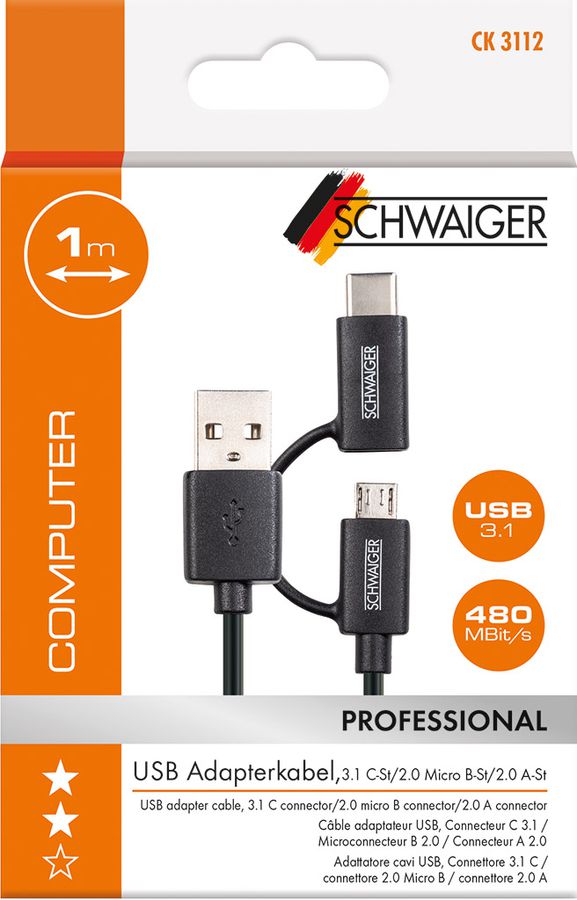 USB 3.1 câble adaptateur 1.0m noir