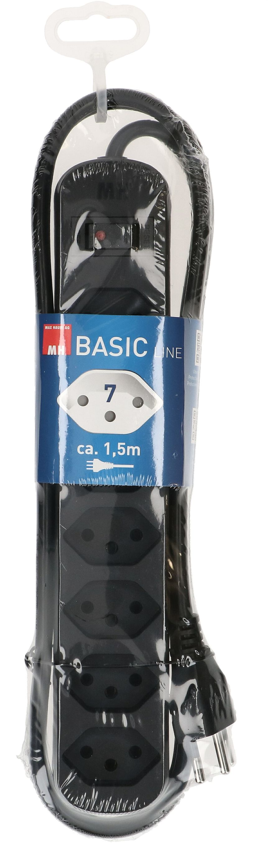 multipresa Basic Line 7x tipo 13 nero interruttore 1.5m