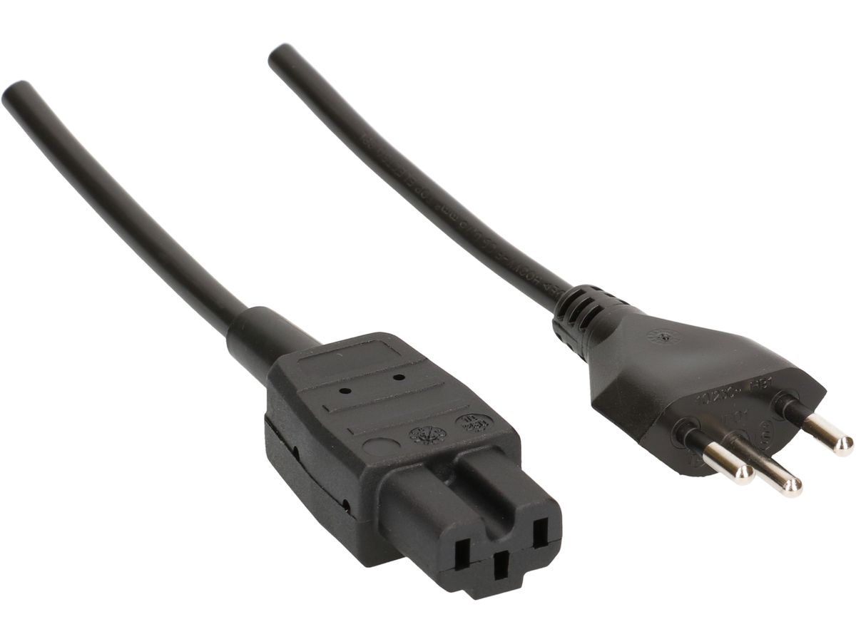 câble d'appareil TD H05VV-F3G1.0 3m noir type 12/C15A