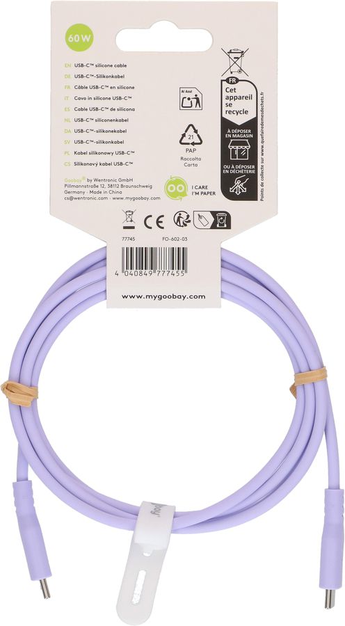 Ladekabel USB-C Silikon 1.5m violett