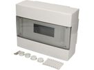 Kleinverteiler AP 1-reihig 12 Module mit Tür grau transpar. IP40