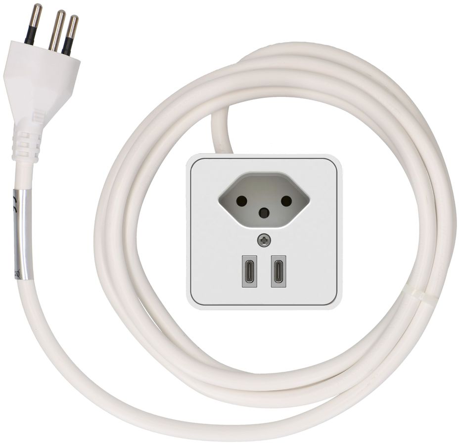 presa aggiuntiva per mobili1x tipo 13 USB C+C bianco 2m tipo 12