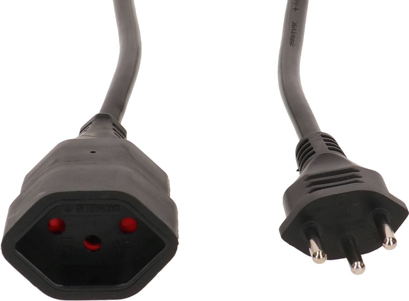 TD-Verlängerung H05VV-F3G1.0 3m schwarz BS Typ 12 / Typ 13