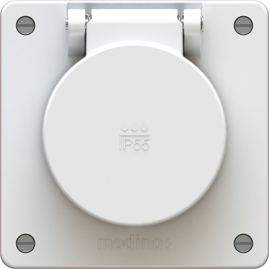 Surface-type wall socket 1x type 13 exo white IP55