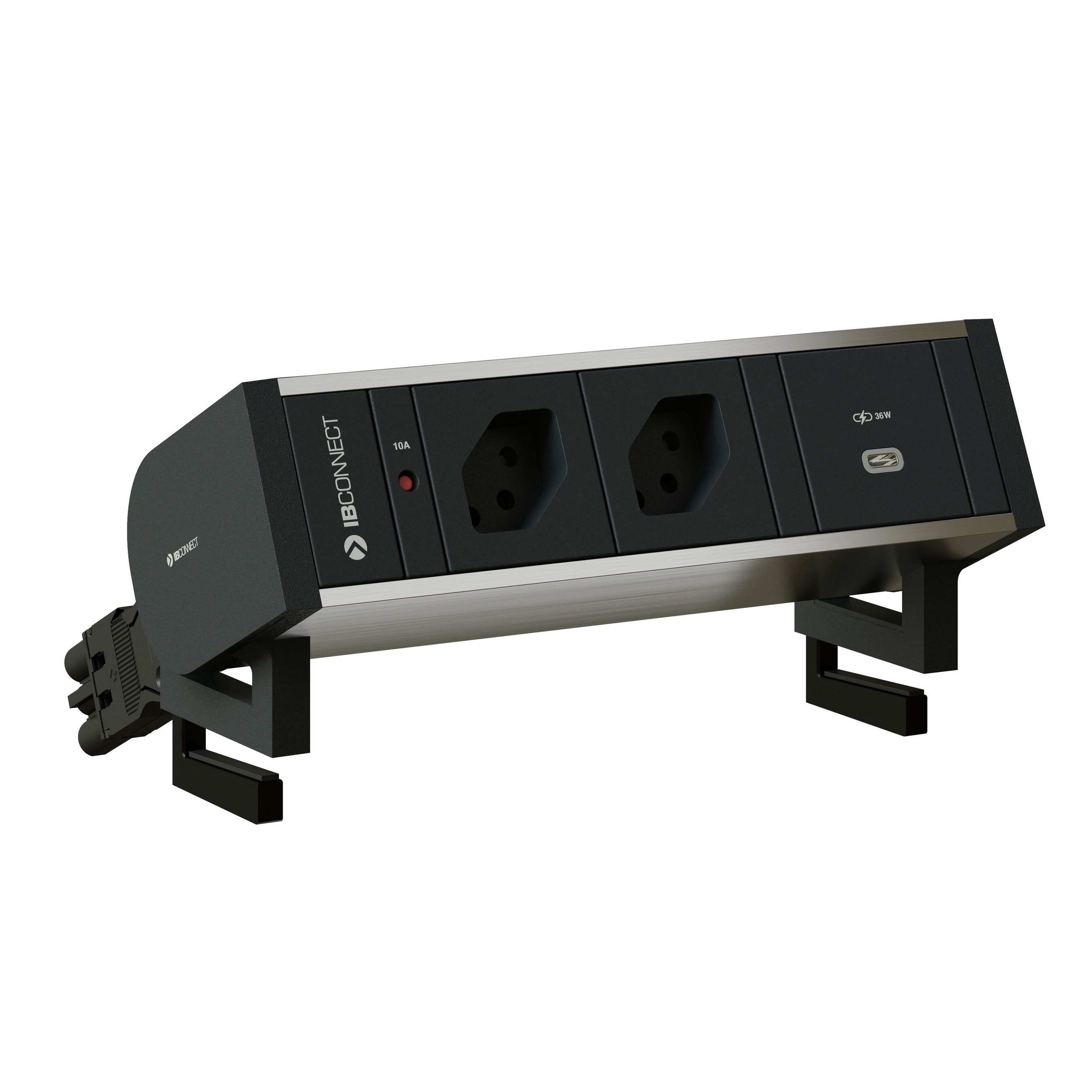 SUPRA bloc multiprise anodisé 2x type 13 1x USB-C 36W