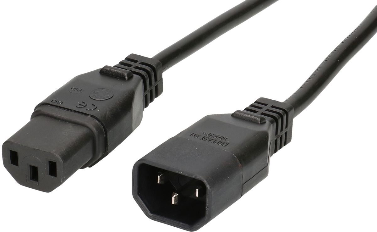 TD-Apparateverlängerung H05VV-F3G0.75 1.5m schwarz C14/C13