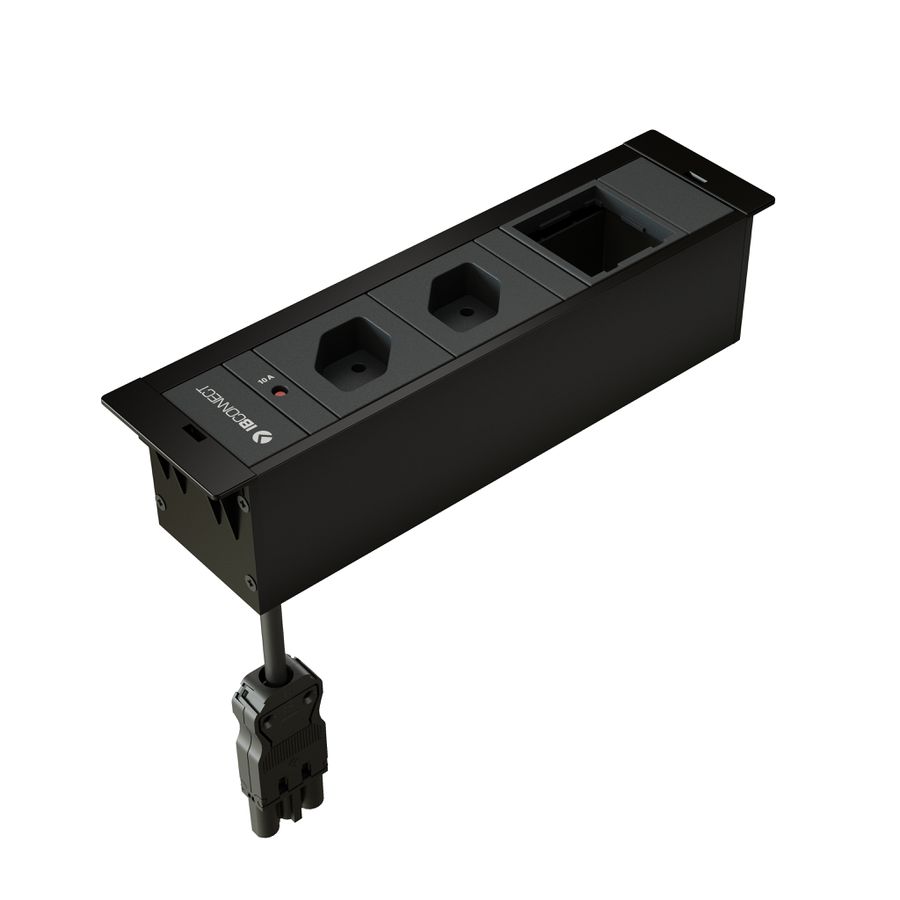 CUBOBOX Steckdoseneinheit schwarz S 3-fach 2x Typ 13 1x Leermodul