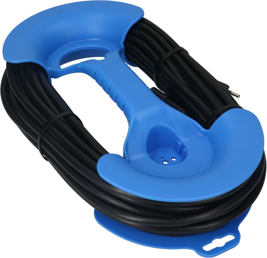 Prolunga TD H05VV-F3G1.5 20m nero incl. avvolgicavo blu