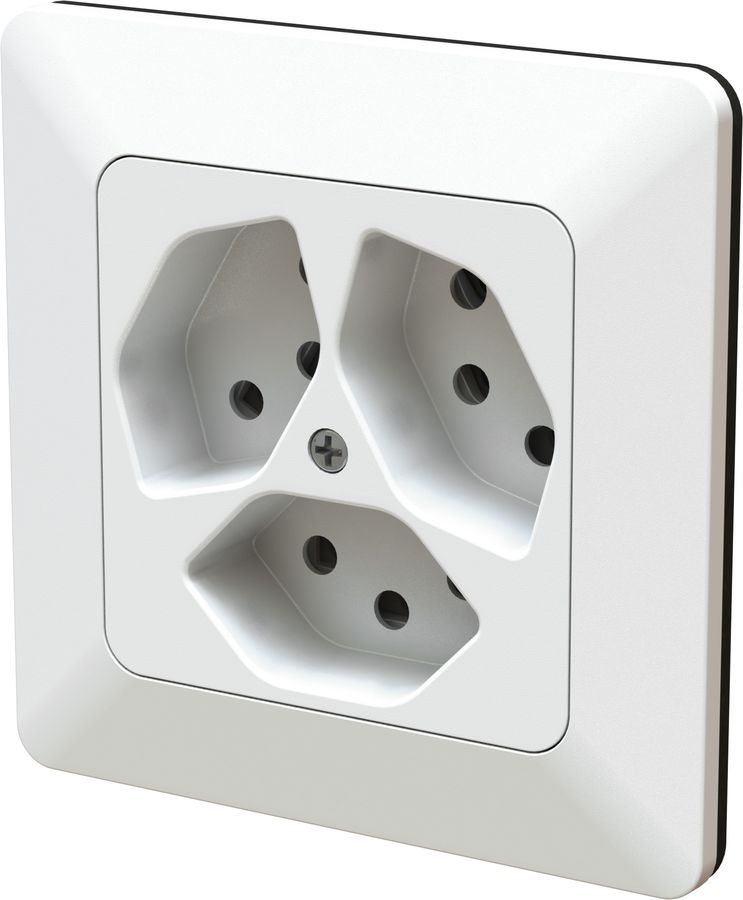 Flush-type wall socket 3x type 13 priamos white