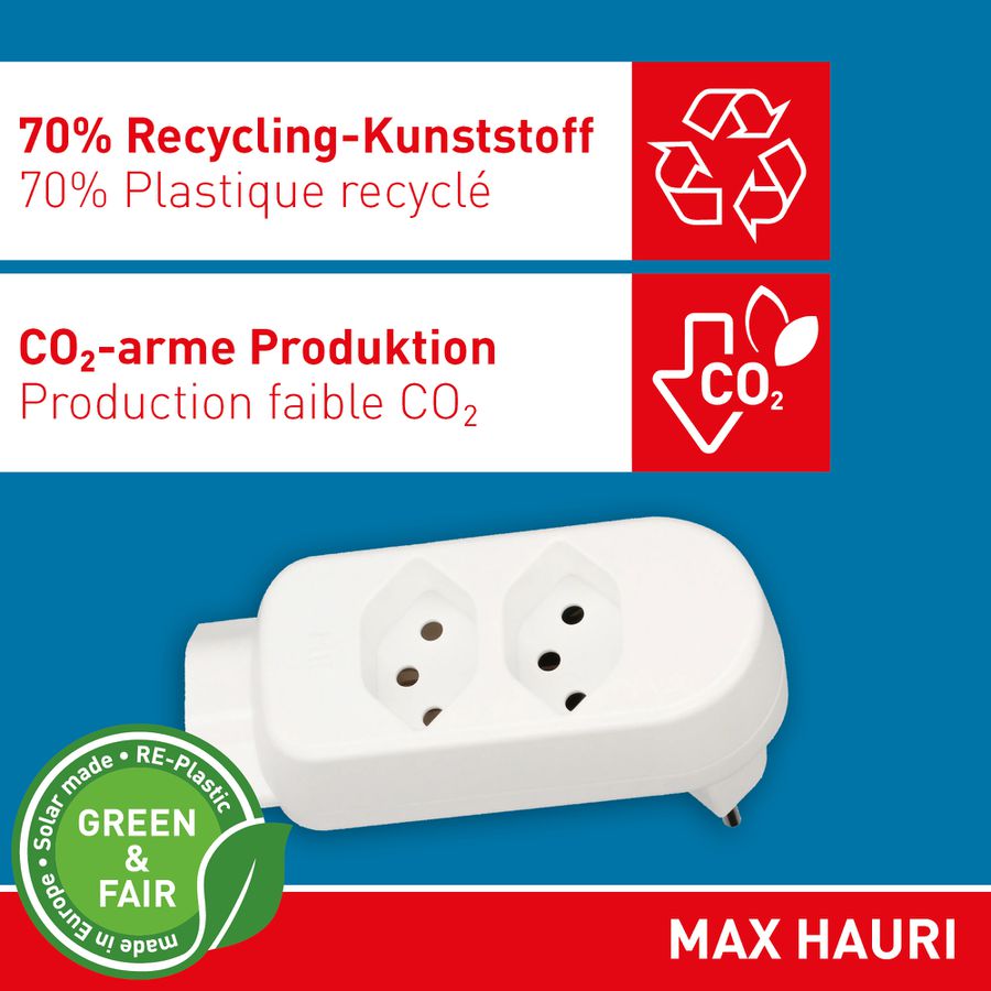 multi adaptateur ADAPT 2+1x type 13 blanc rotatif Green+Fair