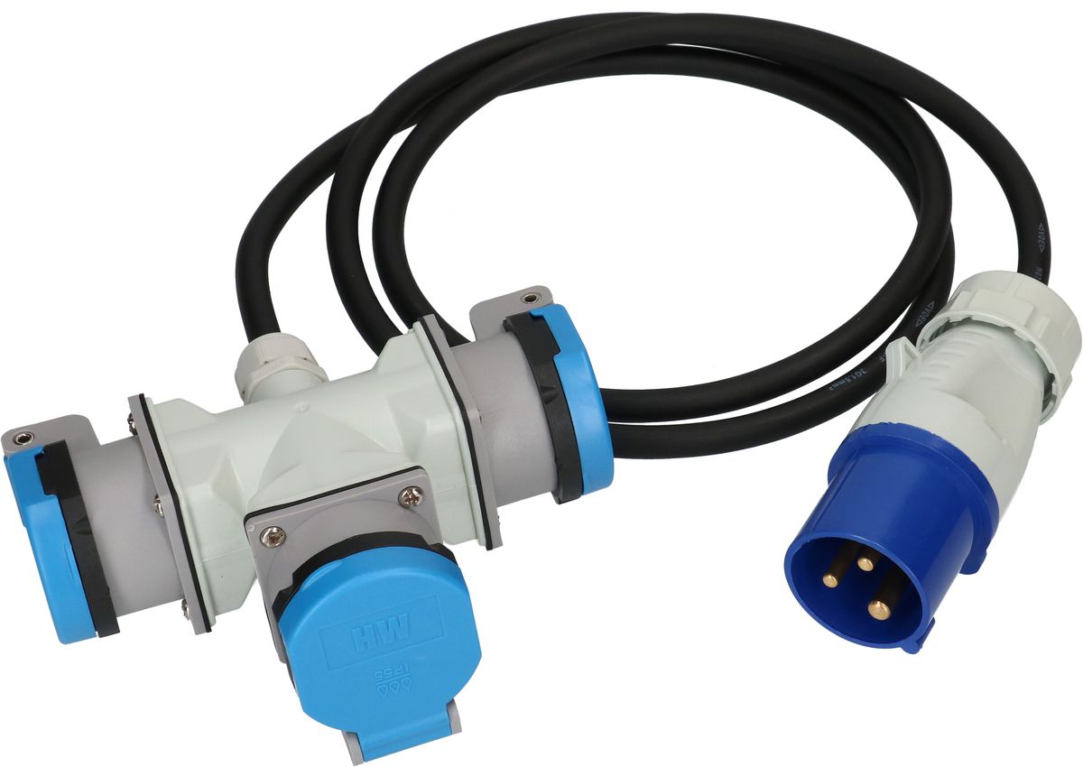 CEE-Verlängerung H07RN-F3G1.5 1.5m schwarz CEE16-3/Typ 23 IP55