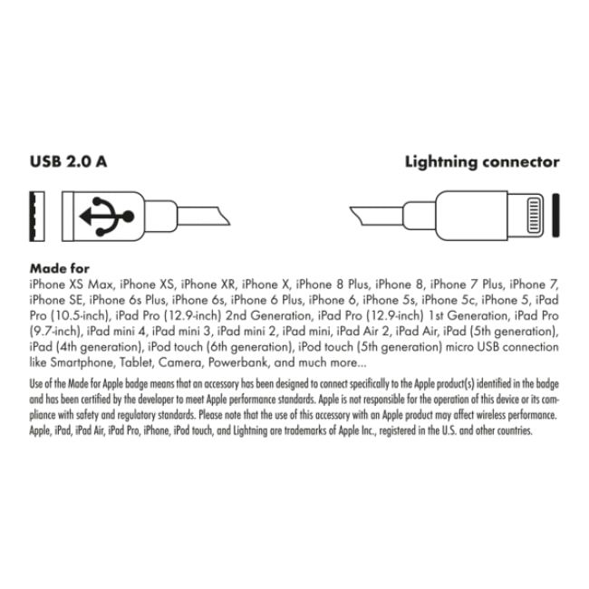 Lightning-Kabel 0.9m schwarz ausziehbar