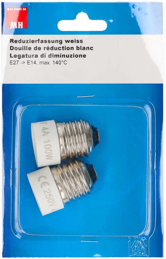 Reduzierfassung von E27 auf E14 weiss