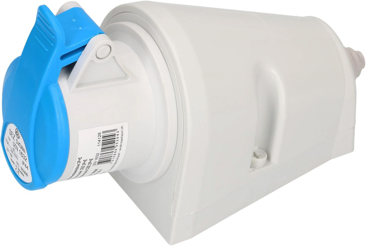 CEE-Wandsteckdose 2P+E 230V/16A blau IP44