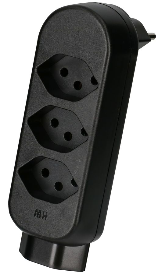 Abzweigstecker maxADAPTturn 3+1x Typ 13 schwarz drehbar