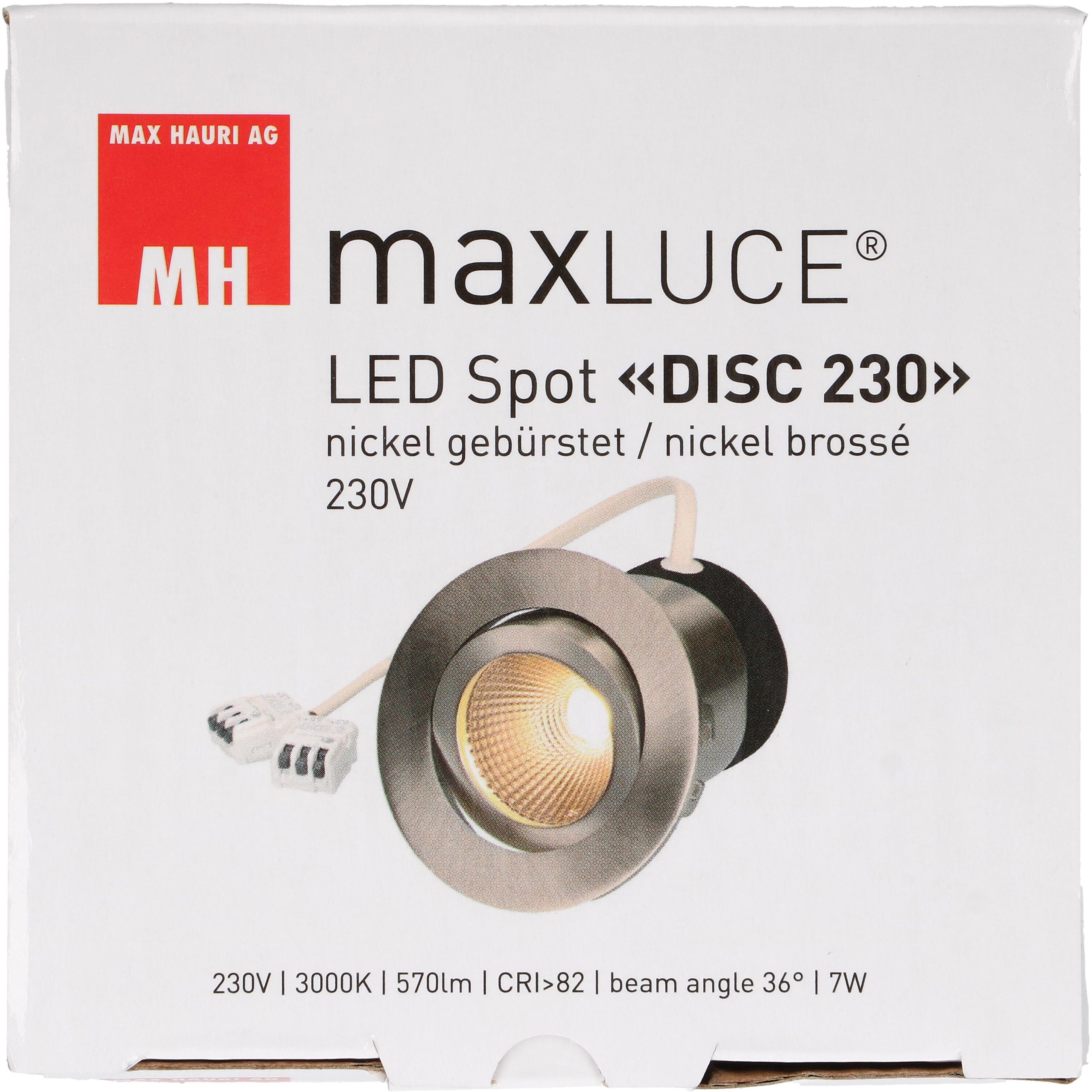spot encastré à LED DISC 230 nickel brossé 3000K 570lm 36°