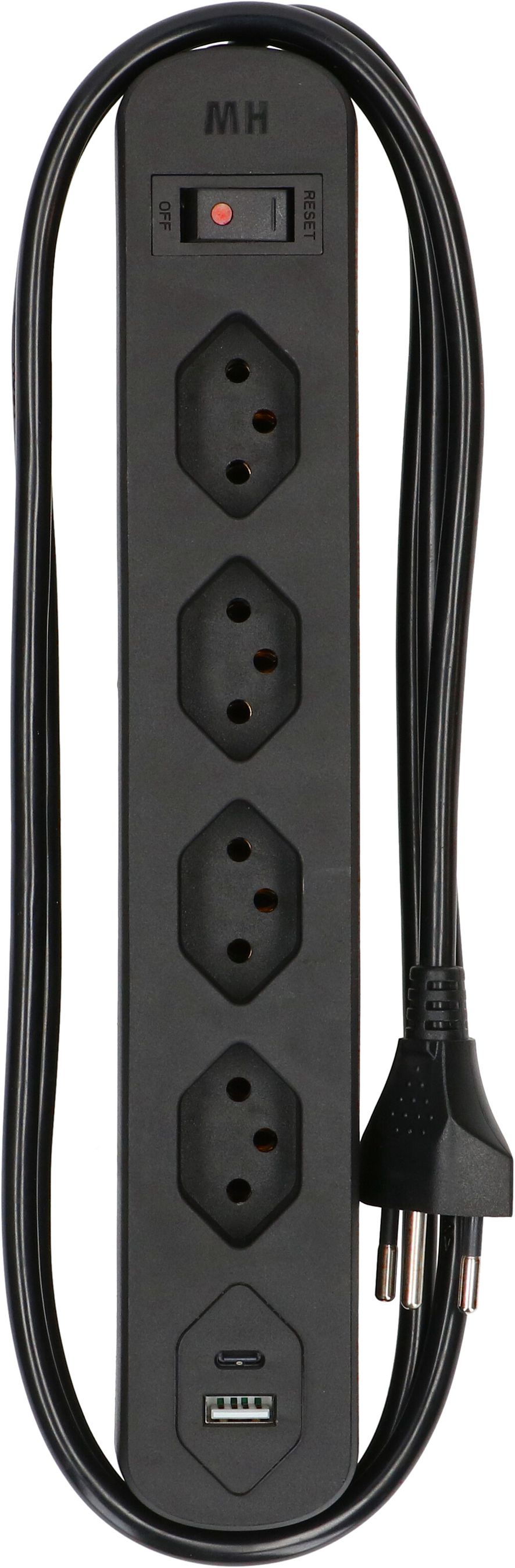 multiprise Basic Line 5x type 13 noir interrupteur 5m - MAX HAURI AG