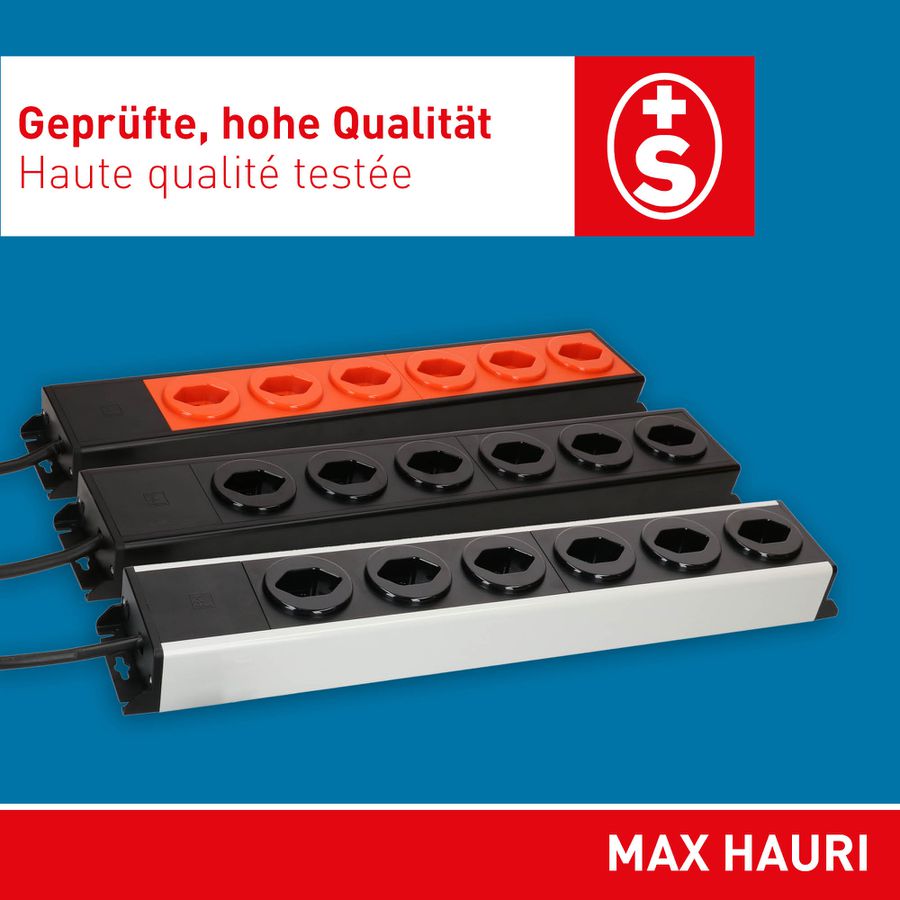 Steckdosenleiste Power Line 6x Typ 23 schwarz/orange 3.0m