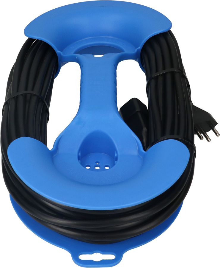 Prolunga TD H05VV-F3G1.5 20m nero incl. avvolgicavo blu