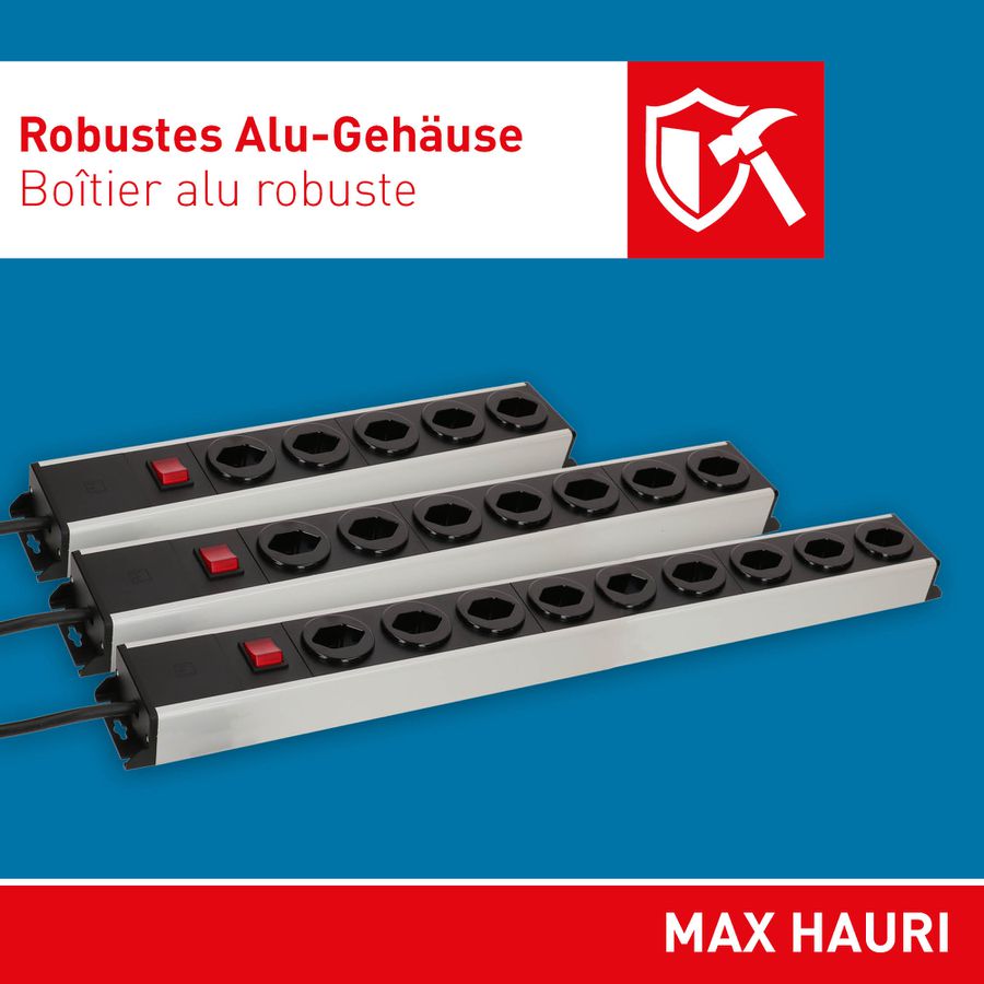 Steckdosenleiste Power Line 6x Typ 23 grau/schwarz 1.5m Magnet