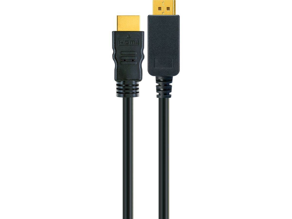 DisplayPort / HDMI Adapterkabel 2m, schwarz, HDMI 2.0, DP 1.2