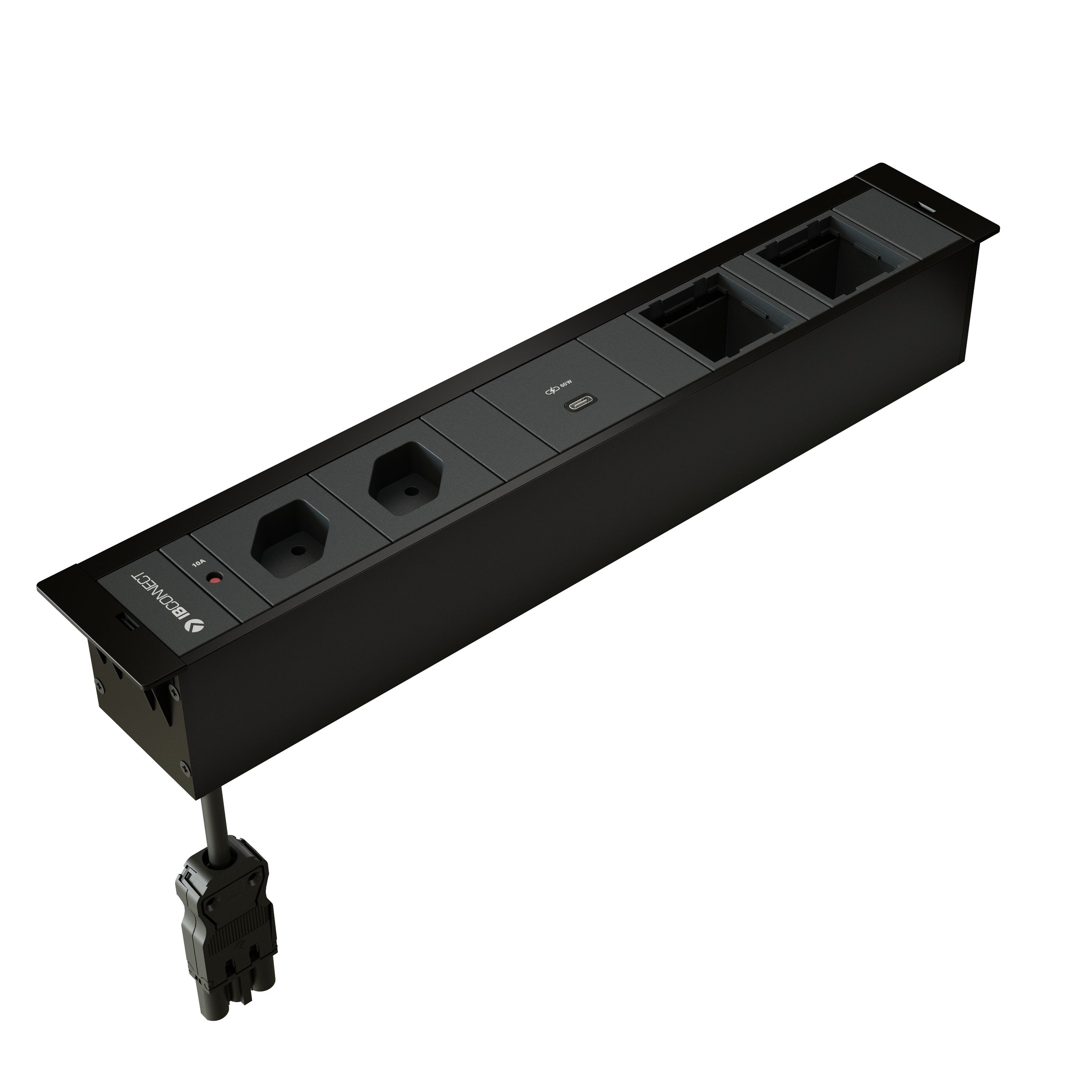CUBOBOX Steckdos. schwarz L 6-fach 2x Typ 13 1x USB-C 60W 2x Leer