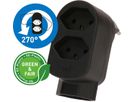 Abzweigstecker ADAPT 2+1x Typ 13 schwarz drehbar Green+Fair