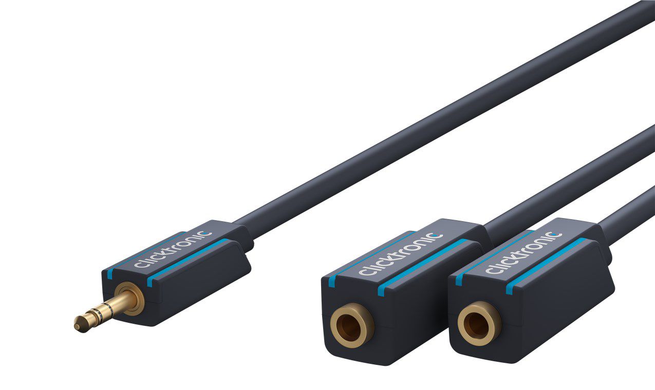 Audio-Y-Adapter-Kabel Klinkenstecker/-buchse 0.1m schwarz