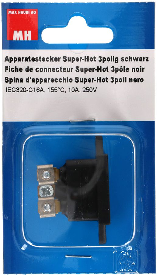 Apparatestecker Typ C16A 3-polig schwarz