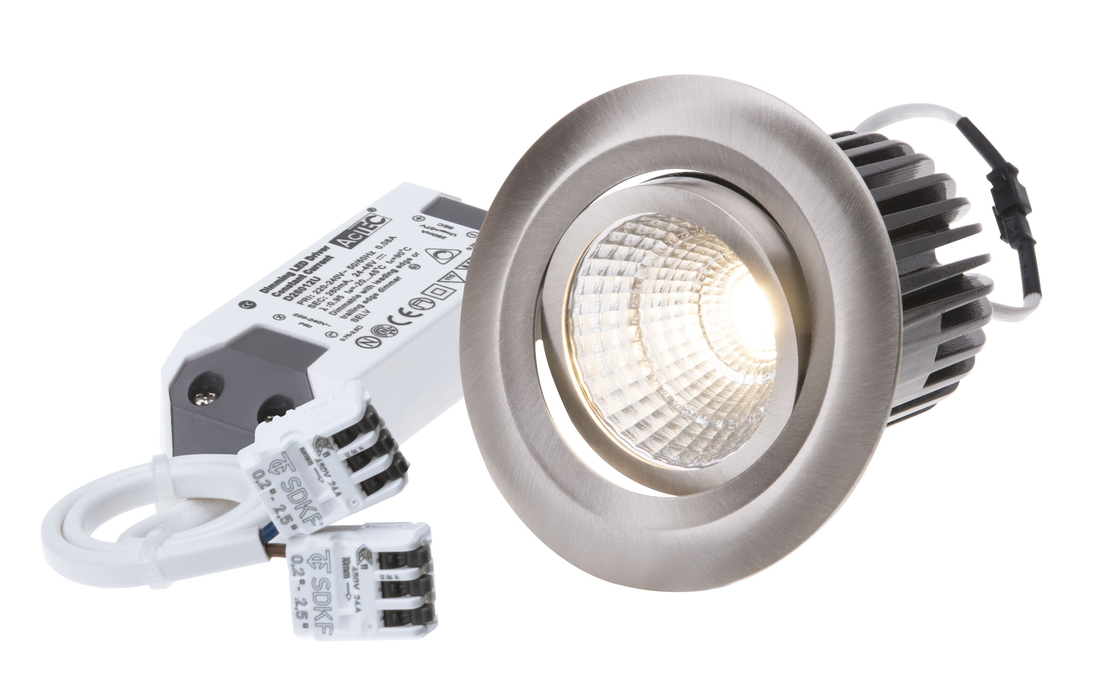 LED-Einbauspot MOVE Nickel gebürstet 2700K 830lm 38°