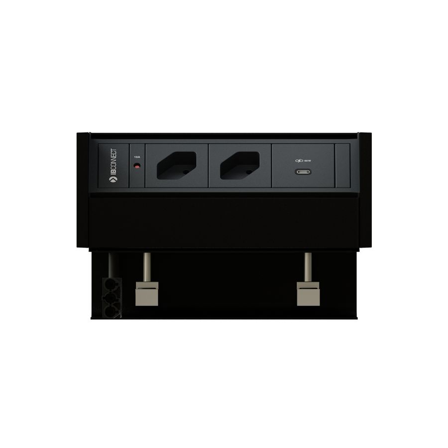 PRISMA Steckdoseneinheit schwarz 2x Typ 13 1x USB-C 60W